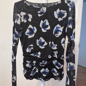 RW&CO. Black and Blue Floral Blouse